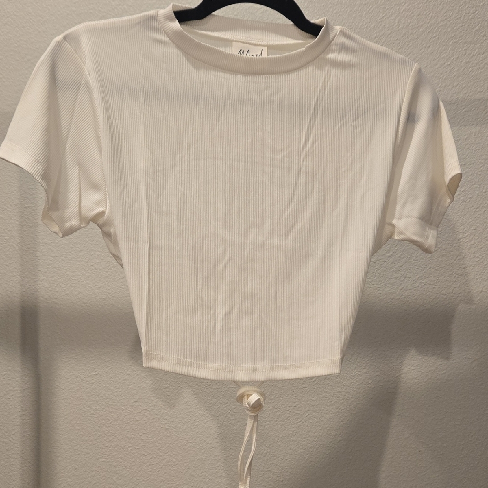 Elegant Cream Ribbed Crop Top